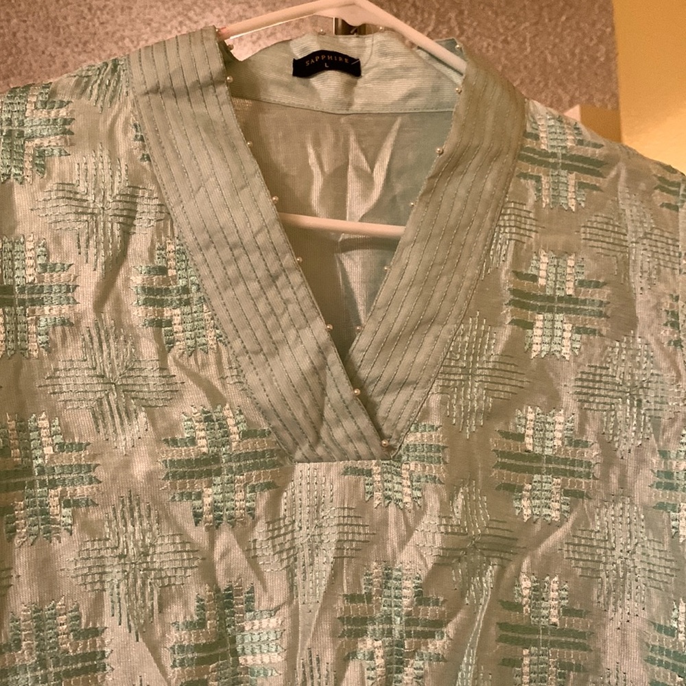 Pakistani/ Indian Sapphire Light blue embroidered kurta